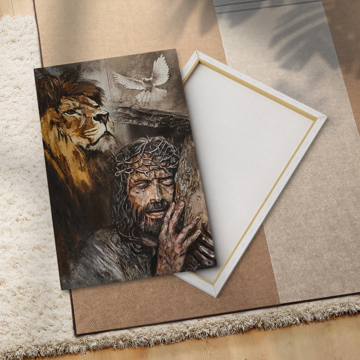 Jesus On The Cross Water Color Lion Amazing Dove Canvas - Jesus Canvas - God Canvas - Christian Wall Art