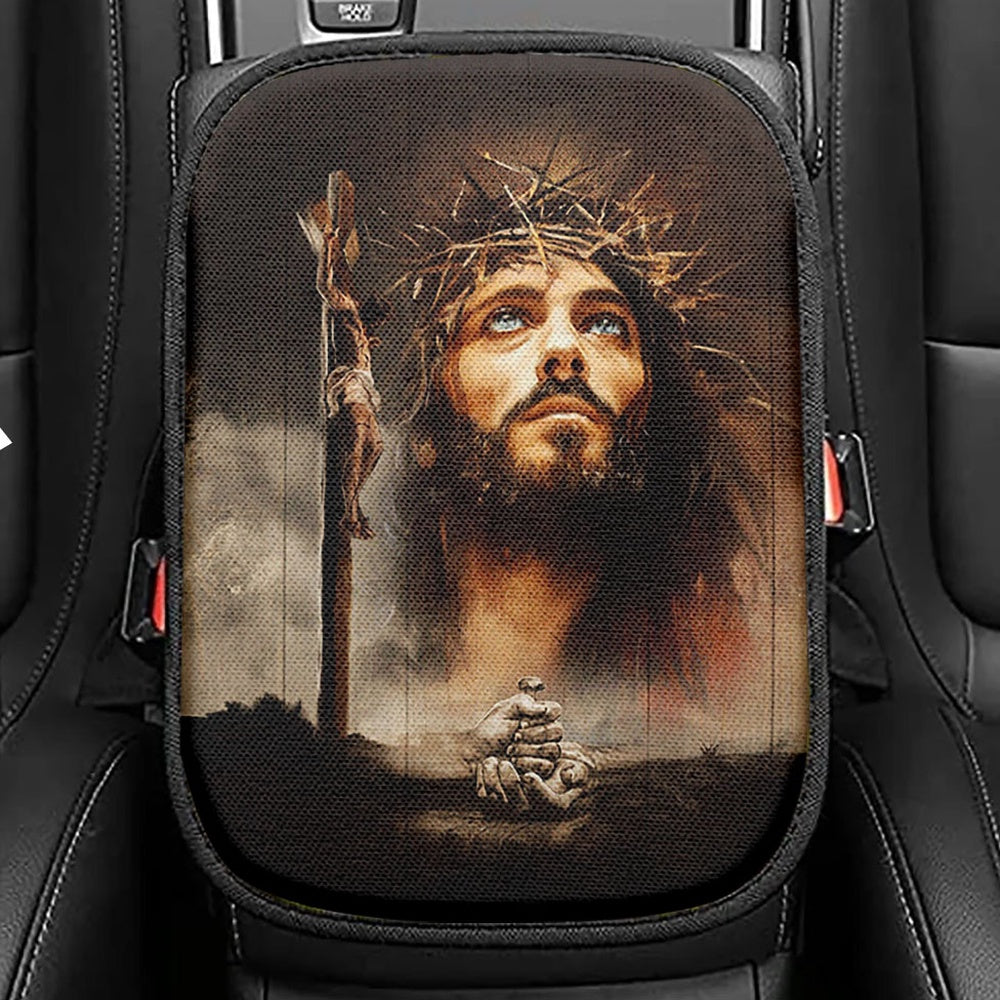Jesus On The Cross With Crown Of Thorns Seat Box Cover