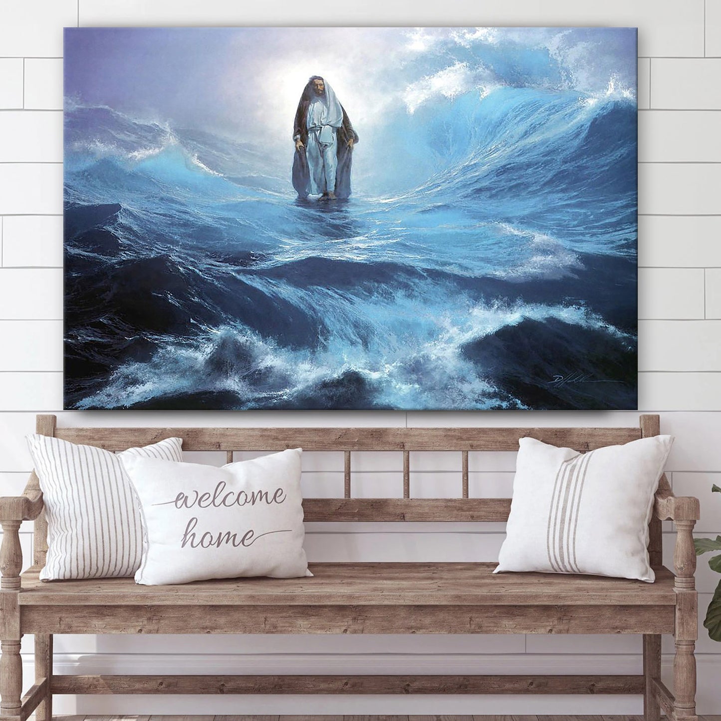 Jesus On Water - Jesus Canvas Wall Art - Christian Wall Art