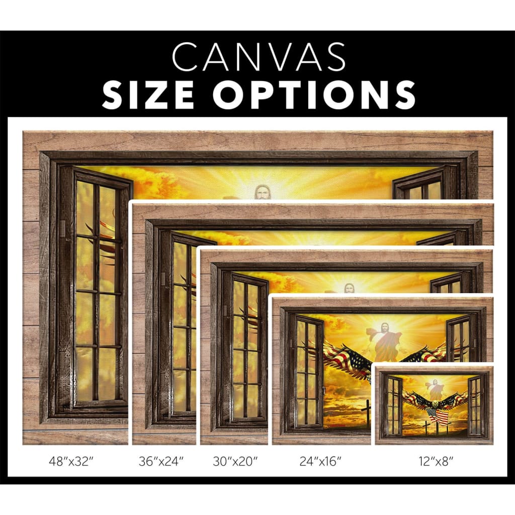 Jesus Open Arms Bald Eagle American Flag Canvas Wall Art - Christian Canvas - Faith Canvas