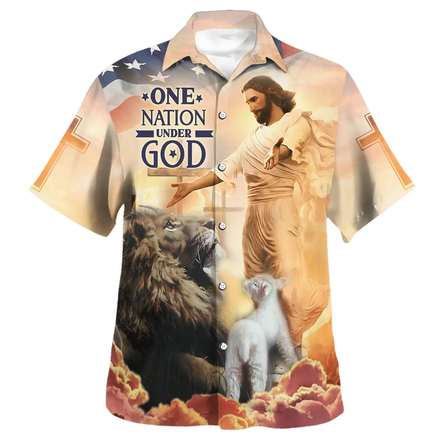Jesus Open Arms One Nation Under God Hawaiian Shirts For Men & Women - Christian Hawaiian Shirt - Hawaiian Summer Shirts