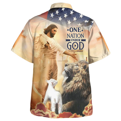Jesus Open Arms One Nation Under God Hawaiian Shirts For Men & Women - Christian Hawaiian Shirt - Hawaiian Summer Shirts