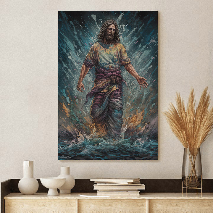 Jesus Out Of The Water Painting - Canvas Picture - Jesus Christ Canvas - Christian Wall Art