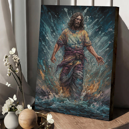 Jesus Out Of The Water Painting - Canvas Picture - Jesus Christ Canvas - Christian Wall Art