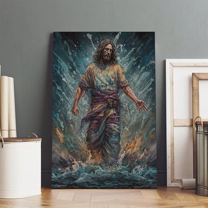 Jesus Out Of The Water Painting - Canvas Picture - Jesus Christ Canvas - Christian Wall Art