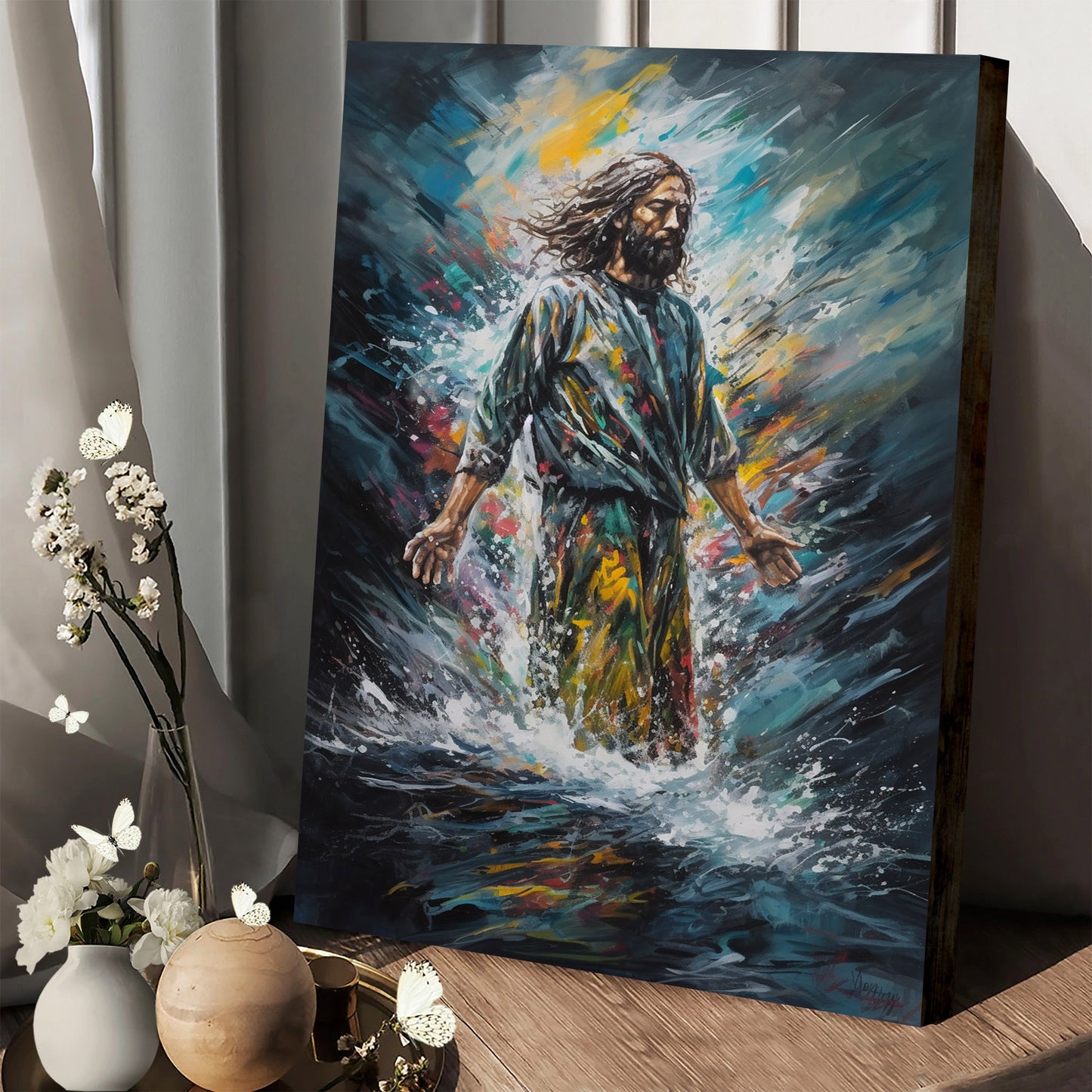 Jesus Out Of The Water Painting 1 - Canvas Picture - Jesus Christ Canvas - Christian Wall Art