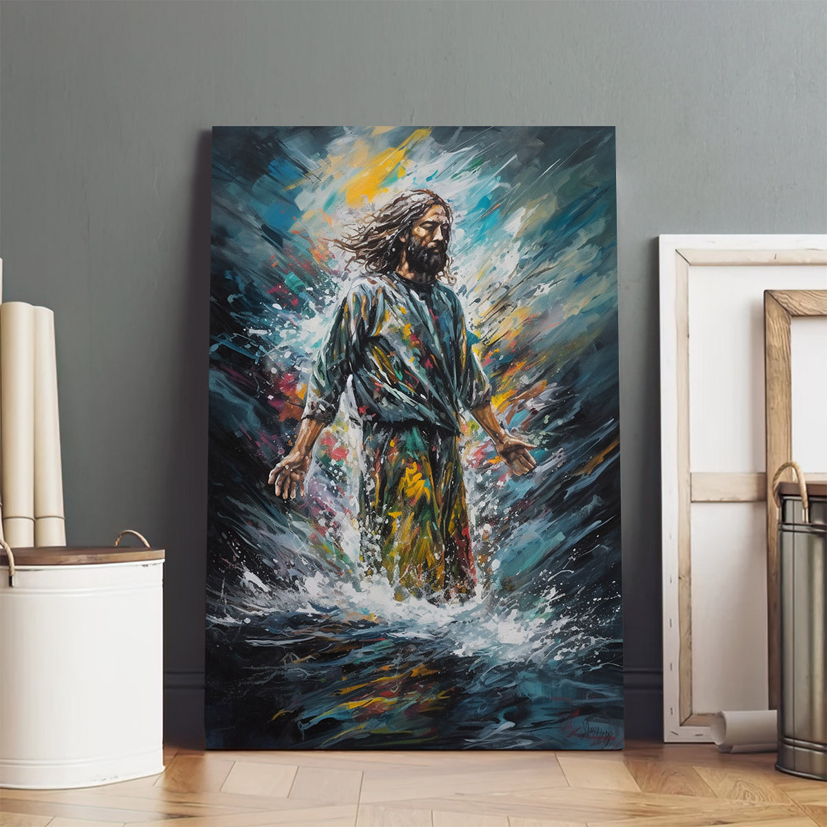 Jesus Out Of The Water Painting 1 - Canvas Picture - Jesus Christ Canvas - Christian Wall Art