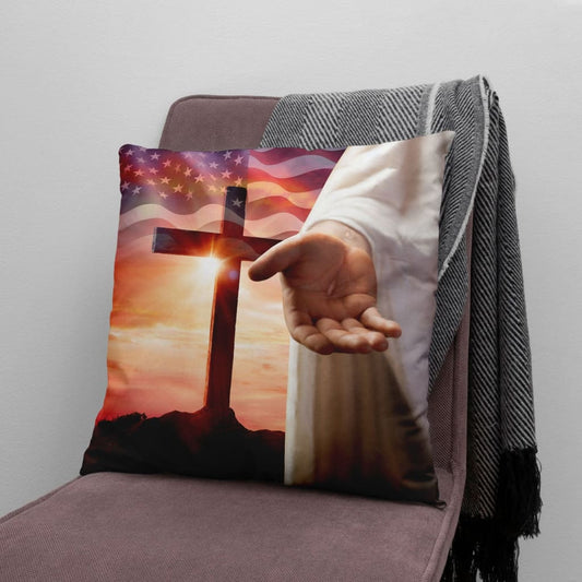 Jesus Outstretched Hands Saves Christian Pillow 2