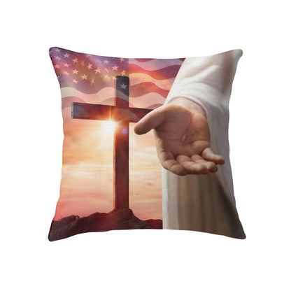 Jesus Outstretched Hands Saves Christian Pillow 2