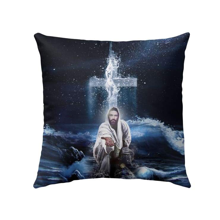 Jesus Outstretched Hands Saves Christian Pillow
