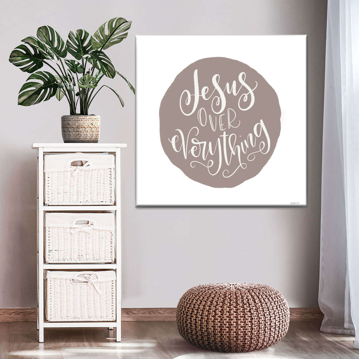 Jesus Over Everything Square Canvas Art - Christian Wall Decor - Christian Wall Hanging