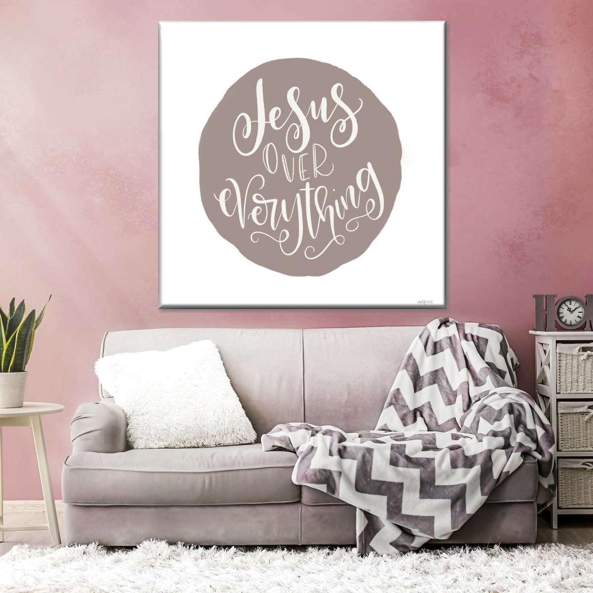 Jesus Over Everything Square Canvas Art - Christian Wall Decor - Christian Wall Hanging