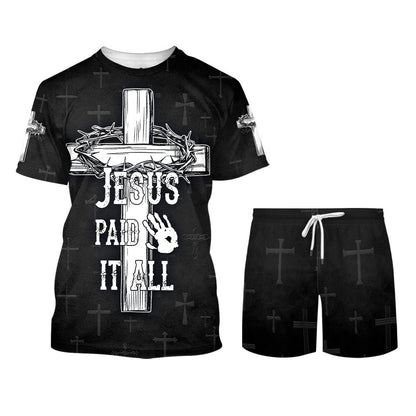 Jesus Paid It All Cross Crown Of Thorns 3d Shirts - Christian T Shirts For Men And Women