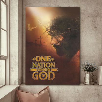 Jesus Painting Cross One Nation Under God Canvas Wall Art - Christian Wall Posters - Religious Wall Decor