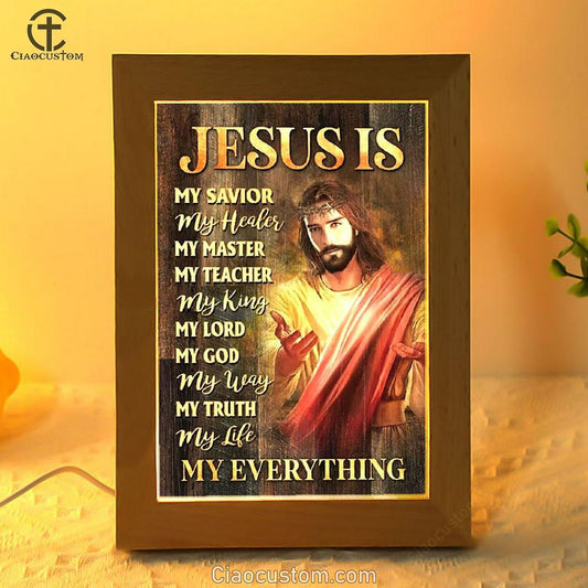 Jesus Painting, Crown Of Thorn, Jesus Is My Savior, My Healer Frame Lamp