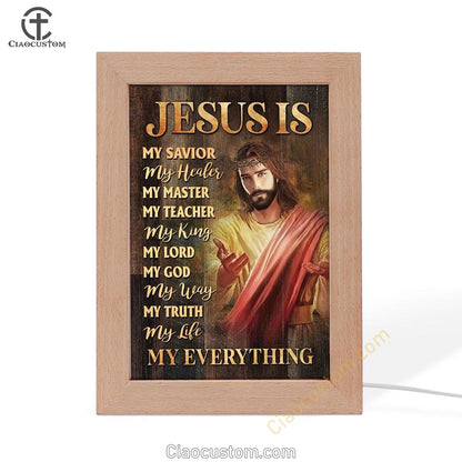 Jesus Painting, Crown Of Thorn, Jesus Is My Savior, My Healer Frame Lamp