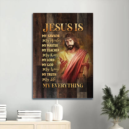 Jesus Painting Crown Of Thorn Jesus Is My Savior My Healer Jesus Is My Everything Canvas Wall Art - Christian Gift