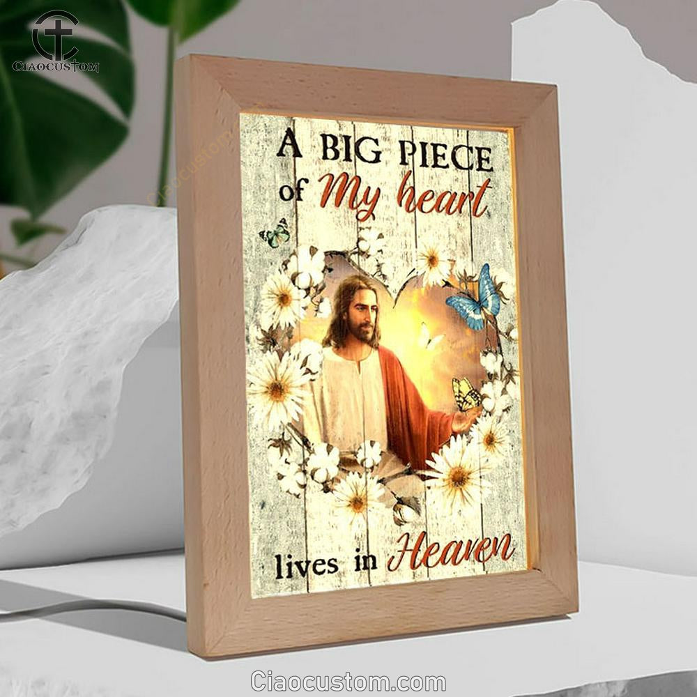 Jesus Painting, Gerbera Daisy, A Big Piece Of My Heart Frame Lamp