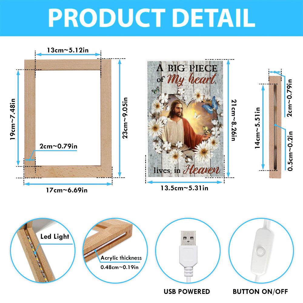 Jesus Painting, Gerbera Daisy, A Big Piece Of My Heart Frame Lamp