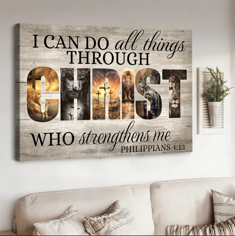 Jesus Painting I Can Do All Things Through Christ Who Strengthens Me Canvas Wall Art - Jesus Canvas Pictures - Christian Wall Posters