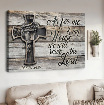 Jesus Painting Inri We Will Serve The Lord Canvas Wall Art - Jesus Canvas Pictures - Christian Wall Posters