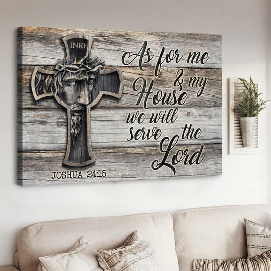 Jesus Painting Inri We Will Serve The Lord Canvas Wall Art - Jesus Canvas Pictures - Christian Wall Posters