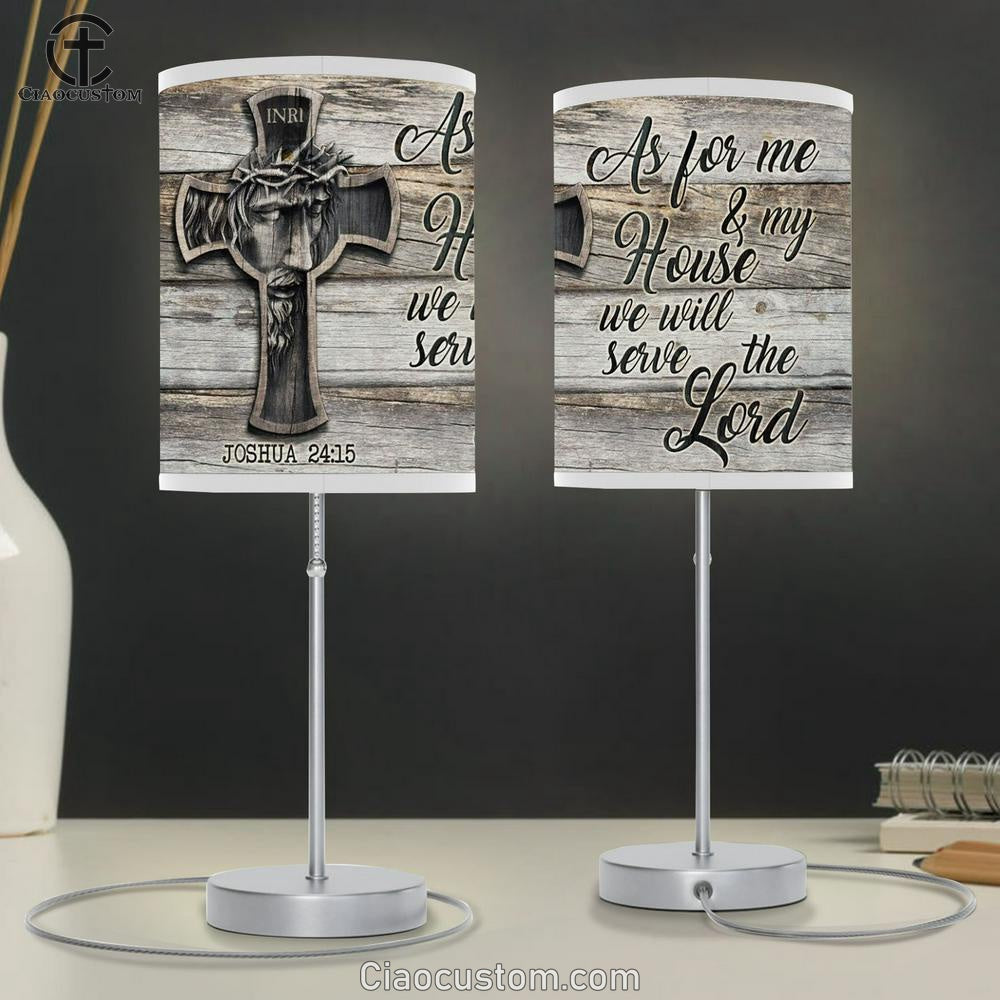 Jesus Painting Inri We Will Serve The Lord Table Lamp