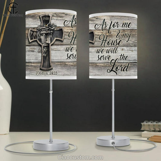 Jesus Painting Inri We Will Serve The Lord Table Lamp