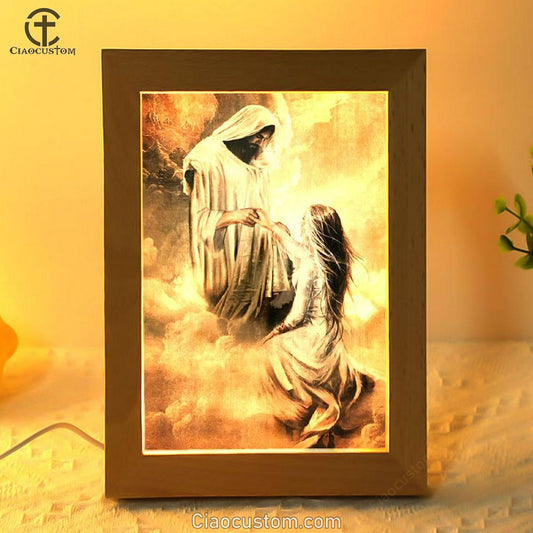 Jesus Painting, Jesus And Girl, Holding Hand Frame Lamp