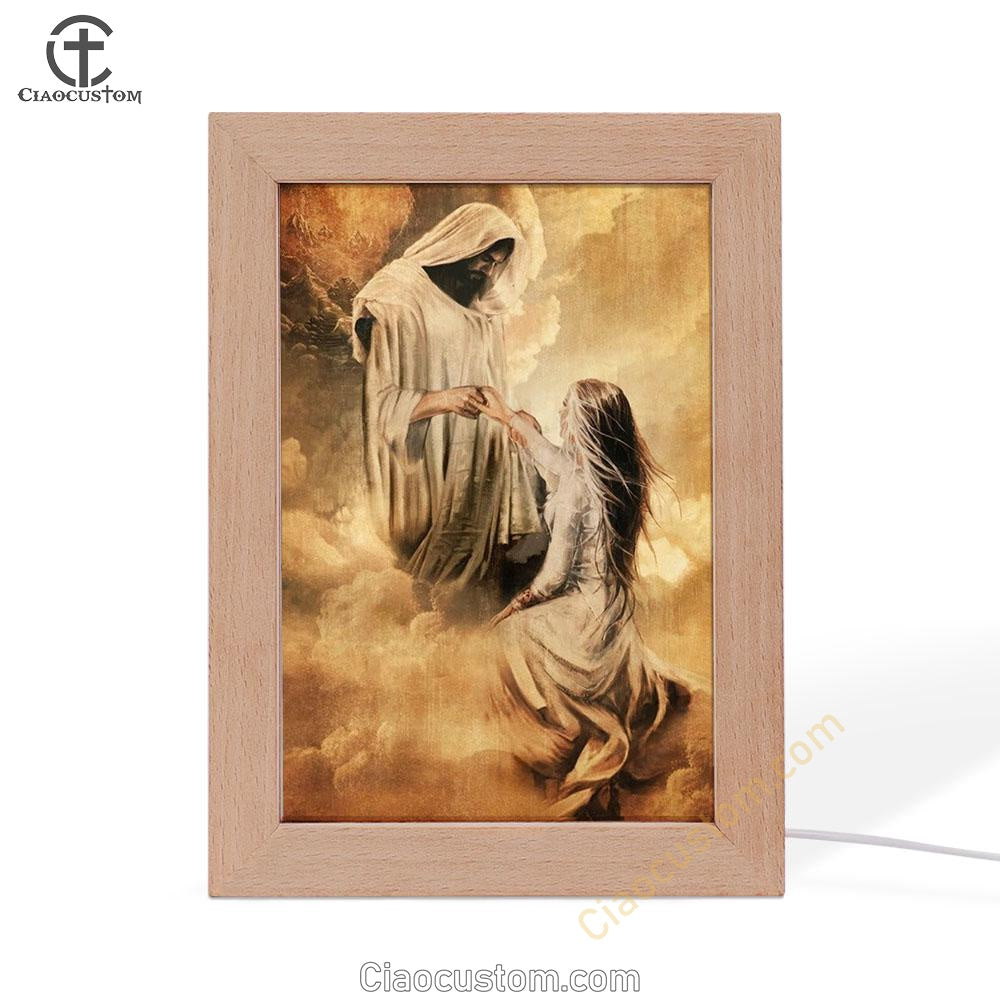 Jesus Painting, Jesus And Girl, Holding Hand Frame Lamp