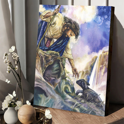 Jesus Painting Jesus Art Watercolor Jesus With Lamb - Jesus Canvas Art - Christian Wall Canvas