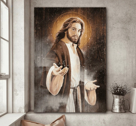 Jesus Painting Jesus Takes My Hand Canvas Wall Art - Christian Wall Posters - Religious Wall Decor