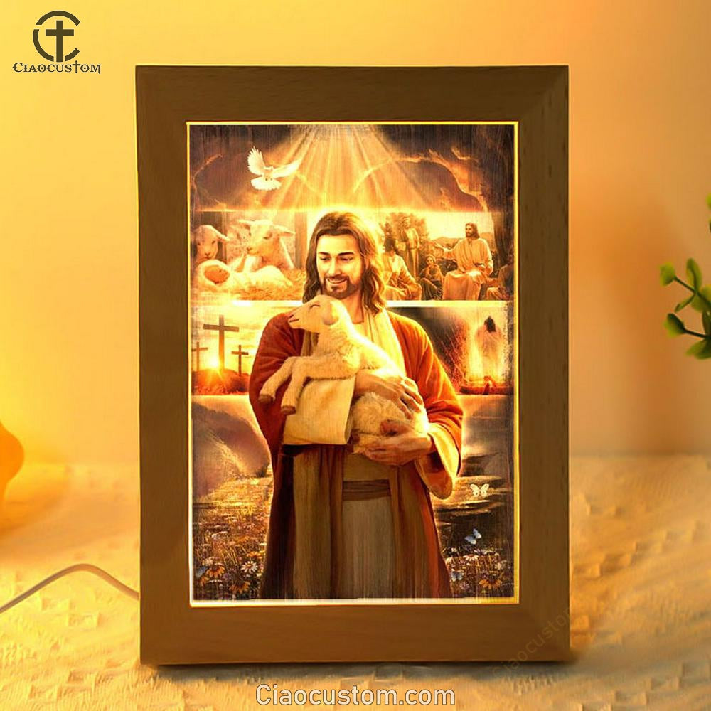 Jesus Painting, Lamb Of Jesus, Heaven Light, Jesus Life Frame Lamp