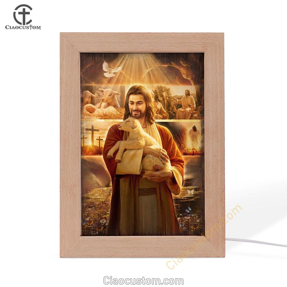 Jesus Painting, Lamb Of Jesus, Heaven Light, Jesus Life Frame Lamp