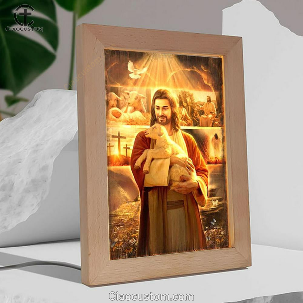 Jesus Painting, Lamb Of Jesus, Heaven Light, Jesus Life Frame Lamp