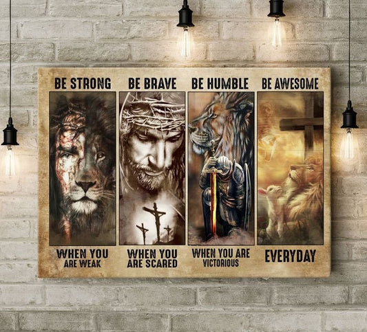 Jesus Painting Lion King Be Strong When You Are Weak Canvas Wall Art - Jesus Canvas Pictures - Christian Wall Posters
