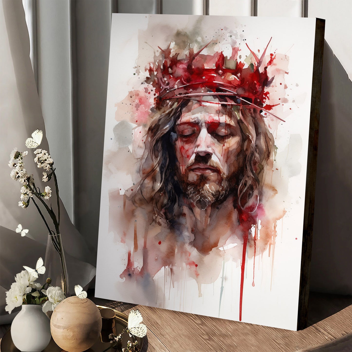 Jesus Painting Of Crown Head - Canvas Picture - Jesus Christ Canvas - Christian Wall Art