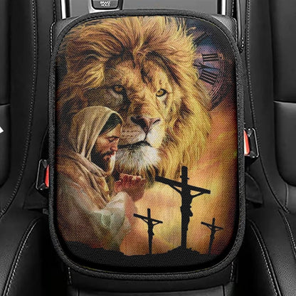 Jesus Painting, Pray For Healing, Lion, Jesus On The Cross Car Center Console Cover, Christian Armrest Seat Cover, Bible Seat Box Cover