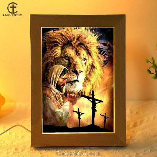 Jesus Painting, Pray For Healing, Lion, Jesus On The Cross Frame Lamp