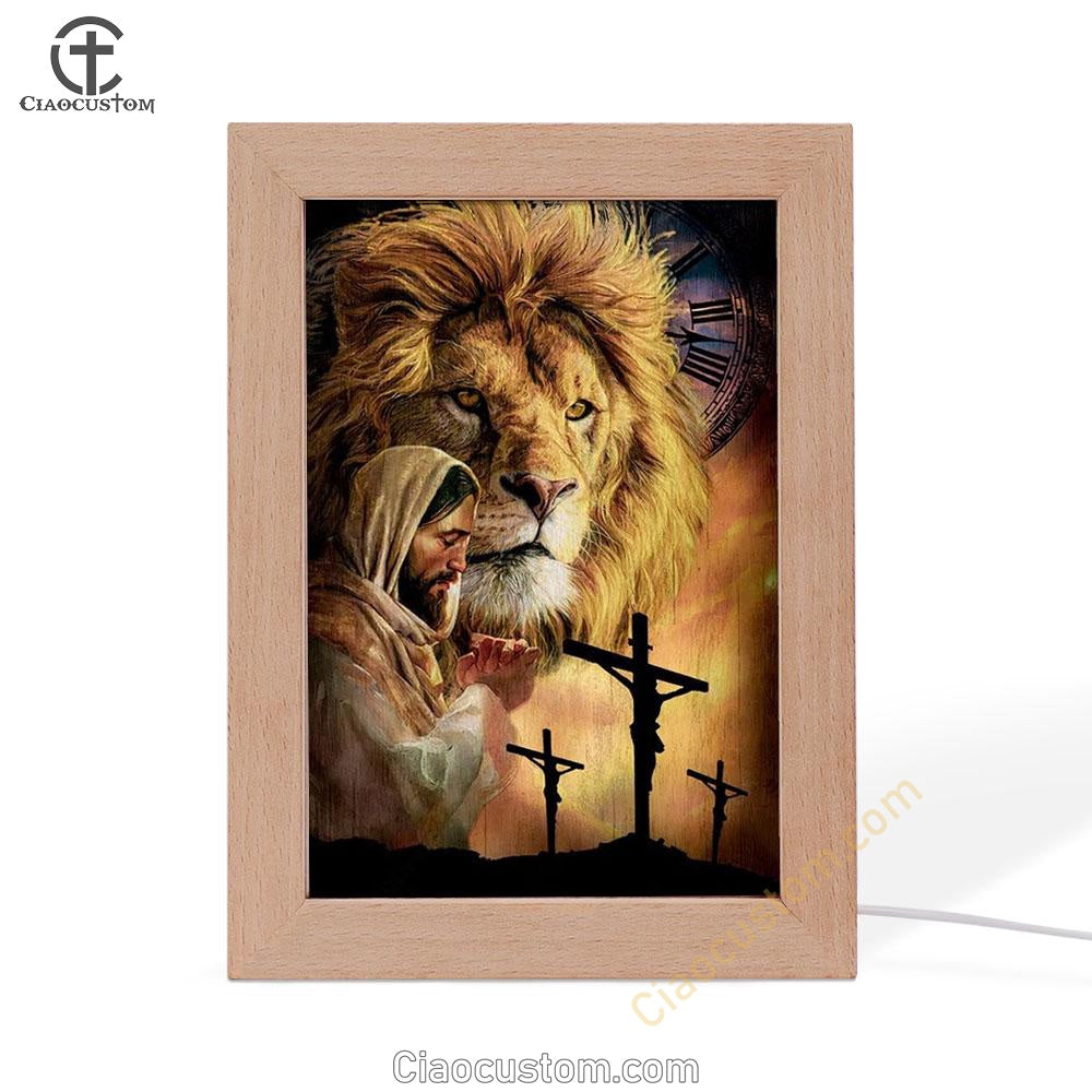 Jesus Painting, Pray For Healing, Lion, Jesus On The Cross Frame Lamp