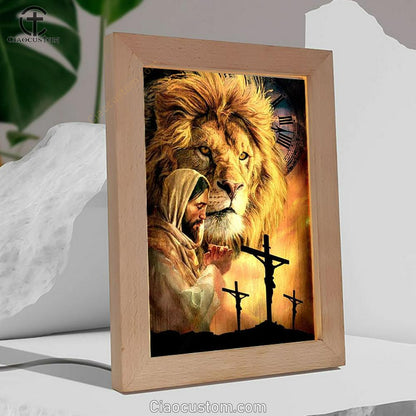 Jesus Painting, Pray For Healing, Lion, Jesus On The Cross Frame Lamp