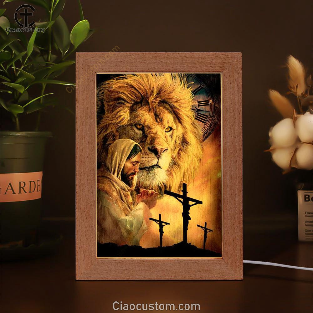 Jesus Painting, Pray For Healing, Lion, Jesus On The Cross Frame Lamp