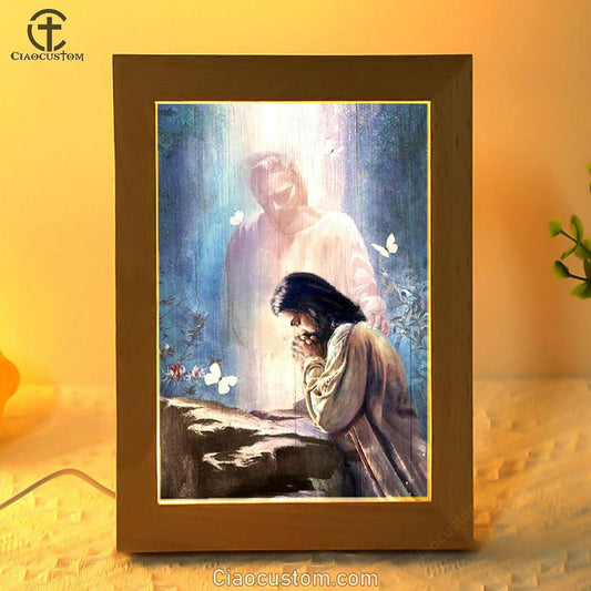 Jesus Painting Praying With God Frame Lamp