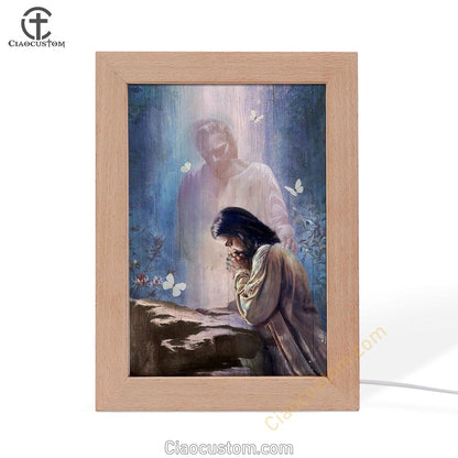 Jesus Painting Praying With God Frame Lamp