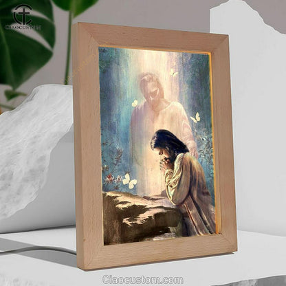 Jesus Painting Praying With God Frame Lamp