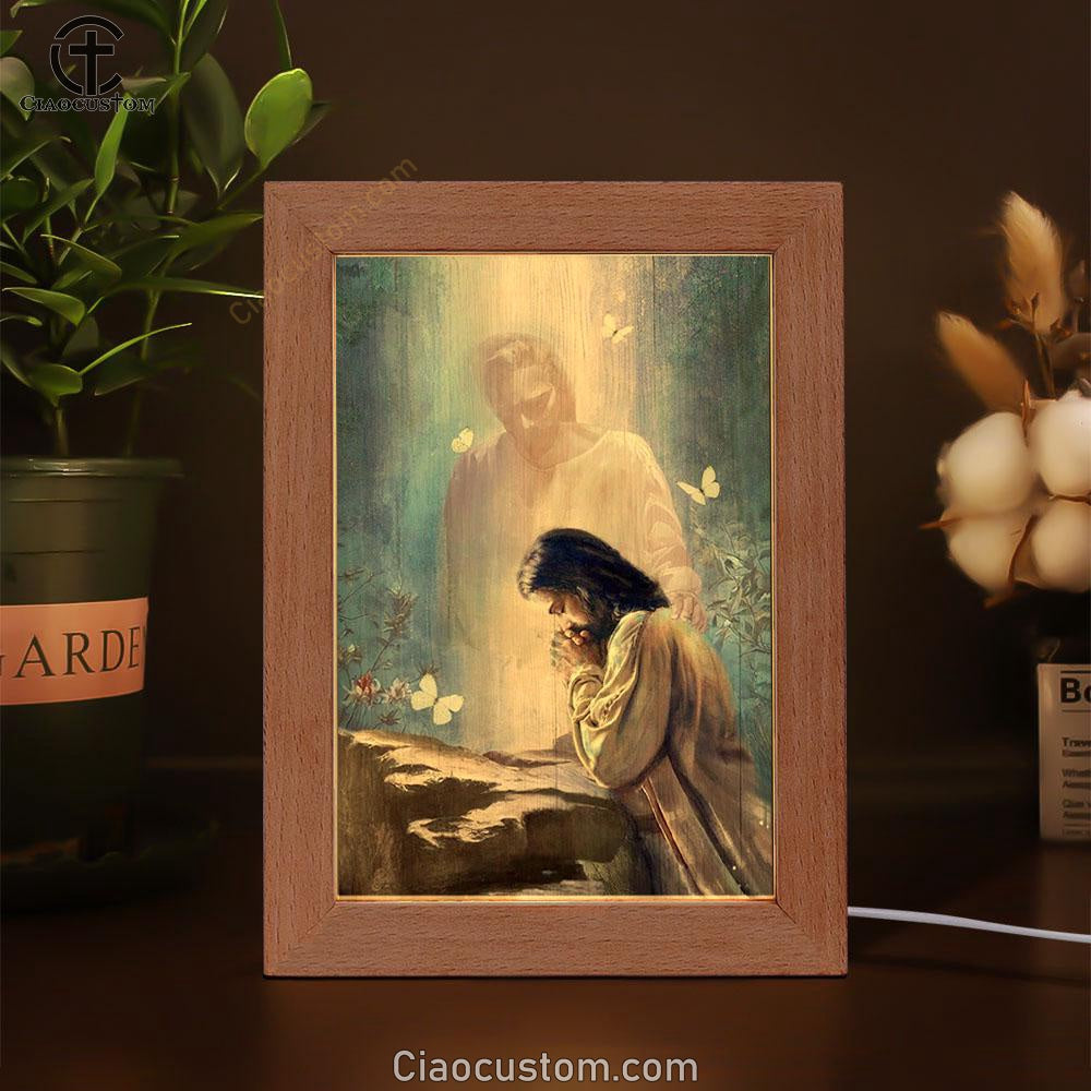 Jesus Painting Praying With God Frame Lamp