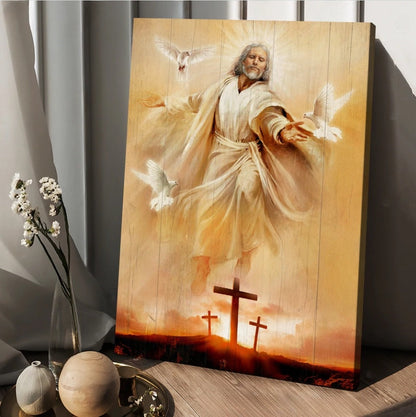 Jesus Painting Pretty Dove Drawing Orange Sunset Canvas Posters Canvas Wall Art - Christian Wall Posters - Religious Wall Decor
