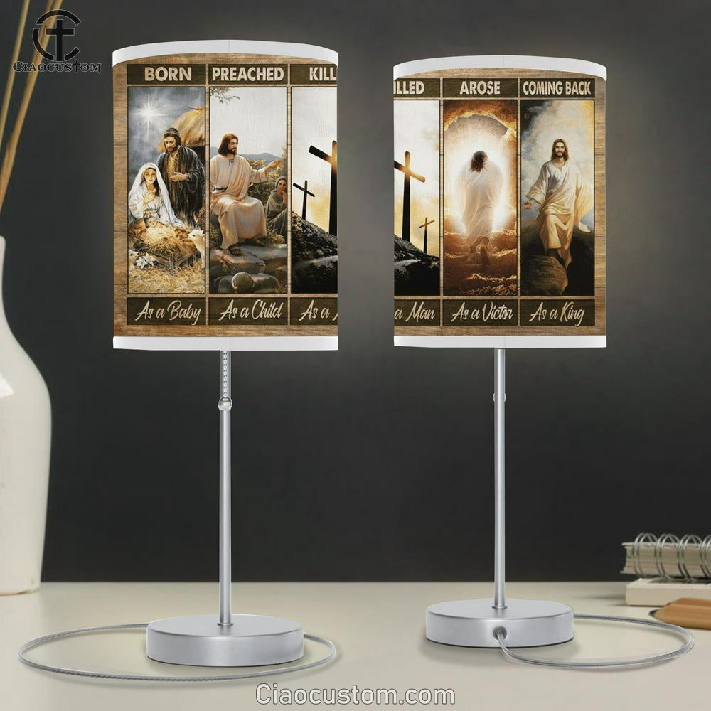 Jesus Painting The Life Of Jesus He Comes Back As A King Table Lamp