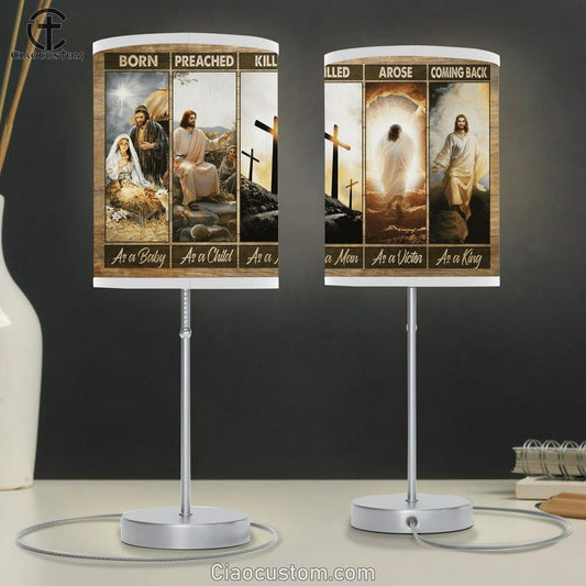 Jesus Painting The Life Of Jesus He Comes Back As A King Table Lamp