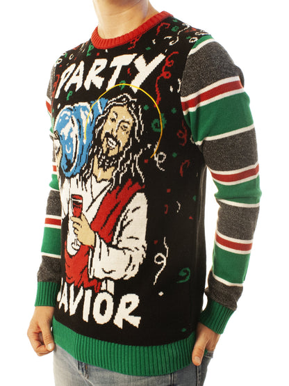 Jesus Party Savior Funny Ugly Christmas Sweater - Xmas Gifts For Him Or Her - Jesus Christ Sweater - Christian Shirts Gifts Idea